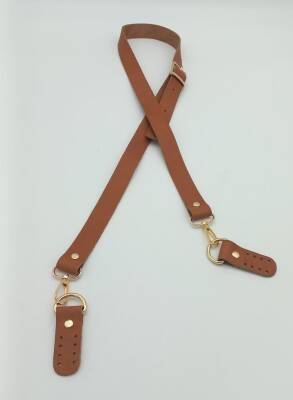 Angel Çanta Aksesuar Gerçek Deri Ayarlı Uzun Sap 2.3X130 Taba Light Gold Metalli - 1