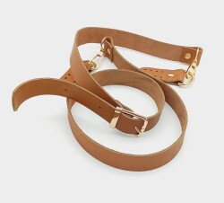 Angel Çanta Aksesuar Gerçek Deri Ayarlı Uzun Sap 2.3X130 Taba Light Gold Metalli - 2