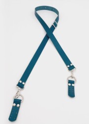 Angel Çanta Aksesuar Gerçek Deri Ayarlı Uzun Sap 2.3X130 Turkuaz Gümüş Metalli - Angel Çanta Aksesuar