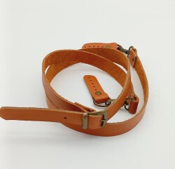 Angel Çanta Aksesuar Gerçek Deri Ayarlı Uzun Sap 2X130 Turuncu Taba Antik Metalli - 2