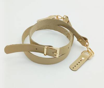 Angel Çanta Aksesuar Gerçek Deri Ayarlı Uzun Sap 2X130 Ham (Doğal) Light Gold Metalli - 2