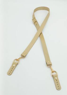 Angel Çanta Aksesuar Gerçek Deri Ayarlı Uzun Sap 2X130 Ham (Doğal) Light Gold Metalli - 1