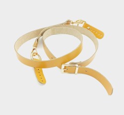 Angel Çanta Aksesuar Gerçek Deri Ayarlı Uzun Sap 2X130 Hardal Light Gold Metalli - 2