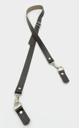 Angel Çanta Aksesuar Gerçek Deri Ayarlı Uzun Sap 2X130 Kahverengi Gümüş Metalli - Angel Çanta Aksesuar