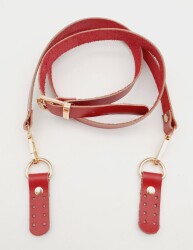 Angel Çanta Aksesuar Gerçek Deri Ayarlı Uzun Sap 2X130 Kırmızı Light Gold Metalli - Angel Çanta Aksesuar