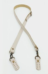 Angel Çanta Aksesuar Gerçek Deri Ayarlı Uzun Sap 2X130 Krem Antik Metalli - Angel Çanta Aksesuar