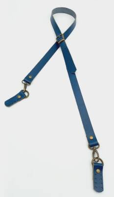 Angel Çanta Aksesuar Gerçek Deri Ayarlı Uzun Sap 2X130 Lacivert Antik Metalli - 1