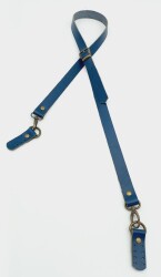 Angel Çanta Aksesuar Gerçek Deri Ayarlı Uzun Sap 2X130 Lacivert Antik Metalli - Angel Çanta Aksesuar