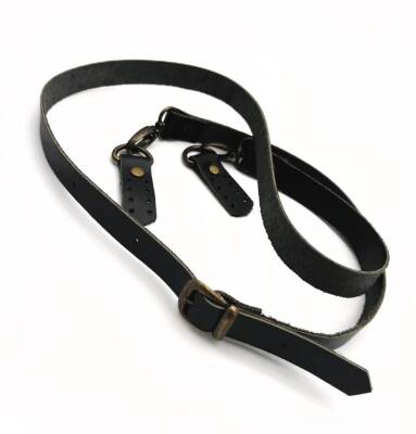 Angel Çanta Aksesuar Gerçek Deri Ayarlı Uzun Sap 2X130 Siyah Antik Metalli - 1
