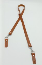 Angel Çanta Aksesuar Gerçek Deri Ayarlı Uzun Sap 2X130 Taba Gümüş Metalli - Angel Çanta Aksesuar