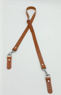 Angel Çanta Aksesuar Gerçek Deri Ayarlı Uzun Sap 2X130 Taba Gümüş Metalli - 1