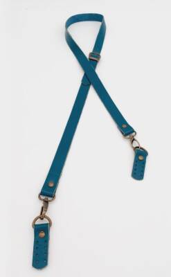 Angel Çanta Aksesuar Gerçek Deri Ayarlı Uzun Sap 2X130 Turkuaz Antik Metalli - 1