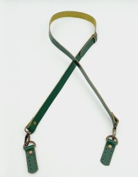 Angel Çanta Aksesuar Gerçek Deri Ayarlı Uzun Sap 2X130 Yeşil Antik Metalli - Angel Çanta Aksesuar