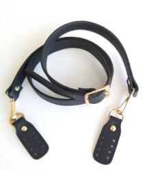 Angel Çanta Aksesuar Gerçek Deri Çift Kat, Dikişli Uzun Sap Siyah - Angel Çanta Aksesuar