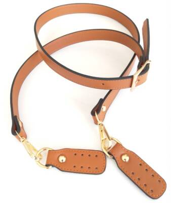 Angel Çanta Aksesuar Gerçek Deri Çift Kat, Dikişli Uzun Sap Taba - 1