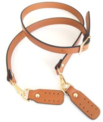 Angel Çanta Aksesuar Gerçek Deri Çift Kat, Dikişli Uzun Sap Taba - Angel Çanta Aksesuar