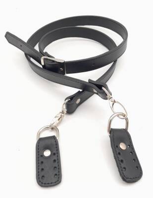 Angel Çanta Aksesuar Siyah Gerçek Deri Çift Kat Dikişli Uzun Sap Gümüş Metalli - 1