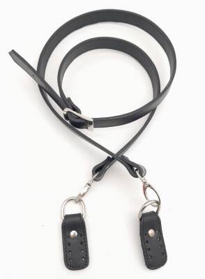 Angel Çanta Aksesuar Siyah Gerçek Deri Çift Kat Dikişli Uzun Sap Gümüş Metalli - 2