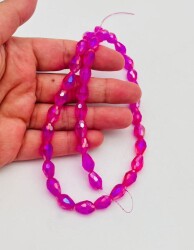 Angel Çanta Aksesuar Fuşya Renk 8x11 Cm Damla Model Kristal Boncuk 1 Dizi - Angel Çanta Aksesuar