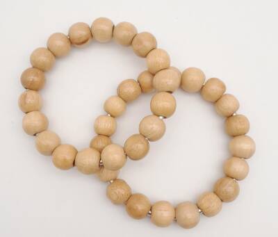 Angel Çanta Aksesuar 12 cm Ahşap Boncuklu Bilezik Model Açık Ahşap Renk Çift Sap - 1