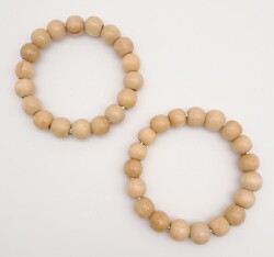 Angel Çanta Aksesuar 12 cm Ahşap Boncuklu Bilezik Model Açık Ahşap Renk Çift Sap - 2