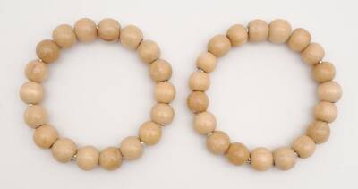 Angel Çanta Aksesuar 12 cm Ahşap Boncuklu Bilezik Model Açık Ahşap Renk Çift Sap - 3