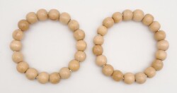 Angel Çanta Aksesuar 12 cm Ahşap Boncuklu Bilezik Model Açık Ahşap Renk Çift Sap - 3