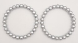 Angel Çanta Aksesuar 12 cm Ahşap Boncuklu Bilezik Model Gri Renk Çift Sap - 2