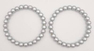 Angel Çanta Aksesuar 12 cm Ahşap Boncuklu Bilezik Model Gri Renk Çift Sap - 2