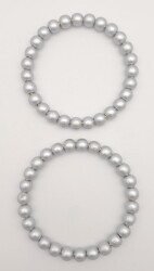 Angel Çanta Aksesuar 12 cm Ahşap Boncuklu Bilezik Model Gri Renk Çift Sap - 3