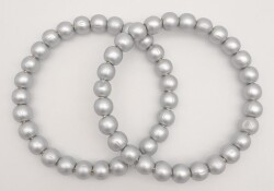 Angel Çanta Aksesuar 12 cm Ahşap Boncuklu Bilezik Model Gri Renk Çift Sap - Angel Çanta Aksesuar