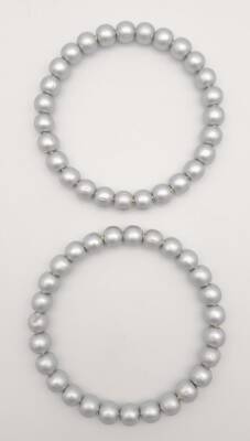 Angel Çanta Aksesuar 12 cm Ahşap Boncuklu Bilezik Model Gri Renk Çift Sap - 3