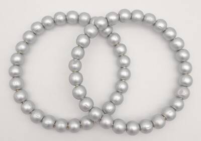 Angel Çanta Aksesuar 12 cm Ahşap Boncuklu Bilezik Model Gri Renk Çift Sap - 1