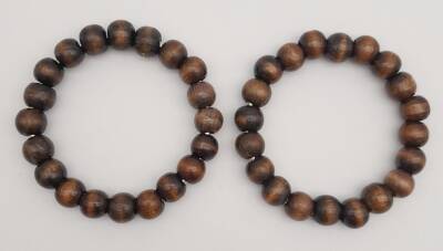 Angel Çanta Aksesuar 12 cm Ahşap Boncuklu Bilezik Model Koyu Ahşap Renk Çift Sap - 2