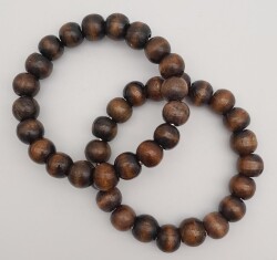 Angel Çanta Aksesuar 12 cm Ahşap Boncuklu Bilezik Model Koyu Ahşap Renk Çift Sap - Angel Çanta Aksesuar