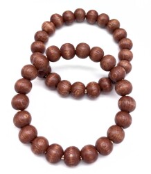 Angel Çanta Aksesuar 12 cm Ahşap Boncuklu Bilezik Model Koyu Taba Renk Çift Sap - Angel Çanta Aksesuar