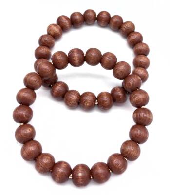 Angel Çanta Aksesuar 12 cm Ahşap Boncuklu Bilezik Model Koyu Taba Renk Çift Sap - 1