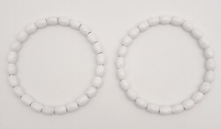 Angel Çanta Aksesuar 12 cm Oval Ahşap Boncuklu Bilezik Model Beyaz Renk Çift Sap - 2