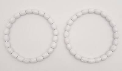 Angel Çanta Aksesuar 12 cm Oval Ahşap Boncuklu Bilezik Model Beyaz Renk Çift Sap - 2