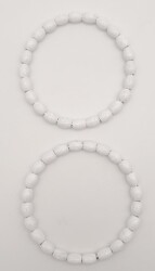 Angel Çanta Aksesuar 12 cm Oval Ahşap Boncuklu Bilezik Model Beyaz Renk Çift Sap - 3