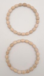 Angel Çanta Aksesuar 12 cm Oval Ahşap Boncuklu Bilezik Model Ham Ahşap Çift Sap - 3