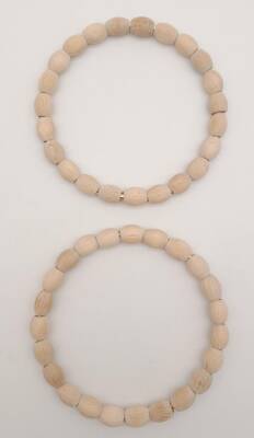 Angel Çanta Aksesuar 12 cm Oval Ahşap Boncuklu Bilezik Model Ham Ahşap Çift Sap - 3