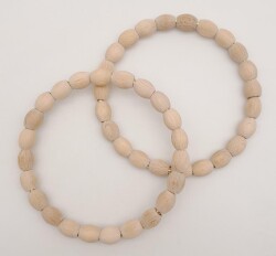 Angel Çanta Aksesuar 12 cm Oval Ahşap Boncuklu Bilezik Model Ham Ahşap Çift Sap - Angel Çanta Aksesuar