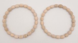 Angel Çanta Aksesuar 12 cm Oval Ahşap Boncuklu Bilezik Model Ham Ahşap Çift Sap - 2