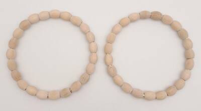 Angel Çanta Aksesuar 12 cm Oval Ahşap Boncuklu Bilezik Model Ham Ahşap Çift Sap - 2