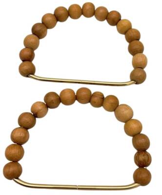 Angel Çanta Aksesuar 12x10 cm D Model Ahşap Boncuklu Açık Renk Çift Çanta Sapı - 1