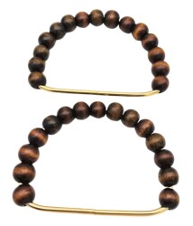 Angel Çanta Aksesuar 12x10 cm D Model Ahşap Boncuklu Koyu Renk Çift Çanta Sapı - Angel Çanta Aksesuar