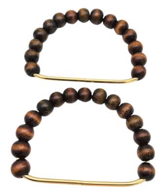 Angel Çanta Aksesuar 12x10 cm D Model Ahşap Boncuklu Koyu Renk Çift Çanta Sapı - 1