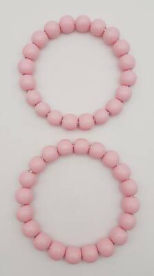 Angel Çanta Aksesuar 13 cm Ahşap Boncuklu Bilezik Model Pembe Renk Çift Sap - 3