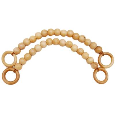 Angel Çanta Aksesuar 20 mm Ahşap Boncuklu 37 cm Açık Ahşap Renk Çanta Sapı - 1